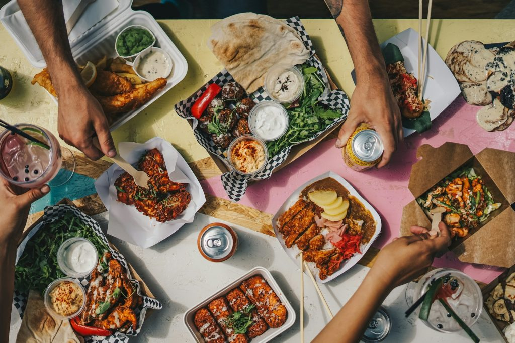 Family eating dinner
