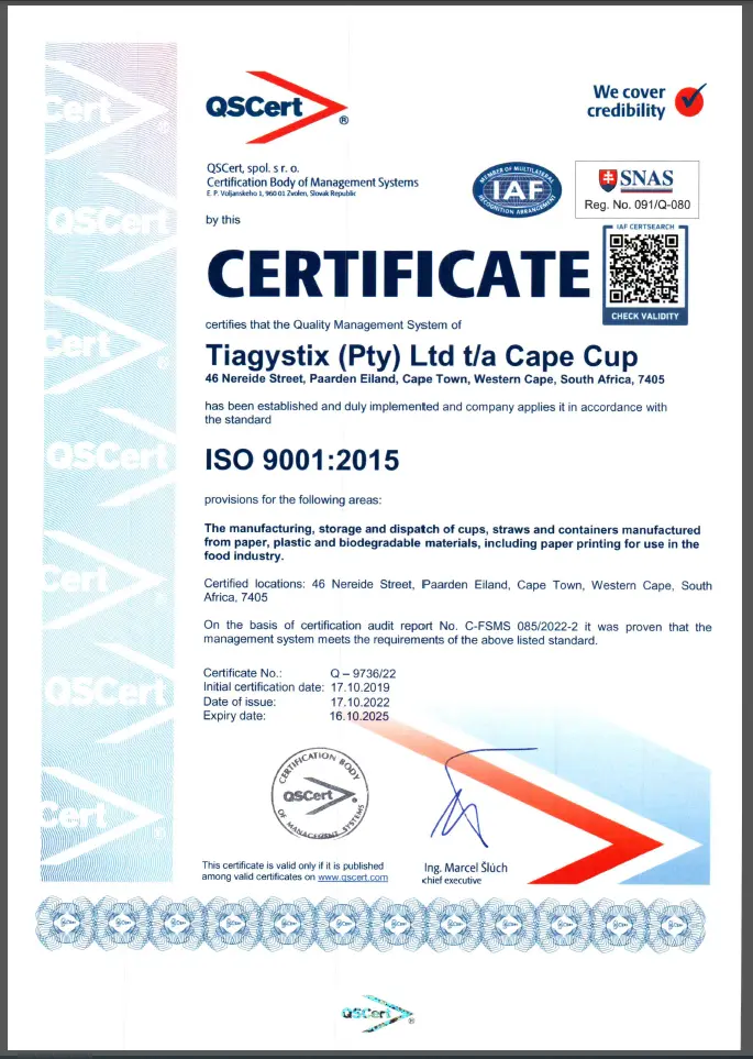 ISO 9001:2005 certificate