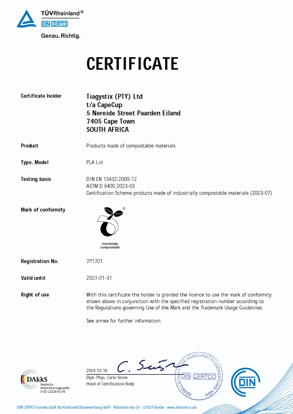 PLA Ltd certificate