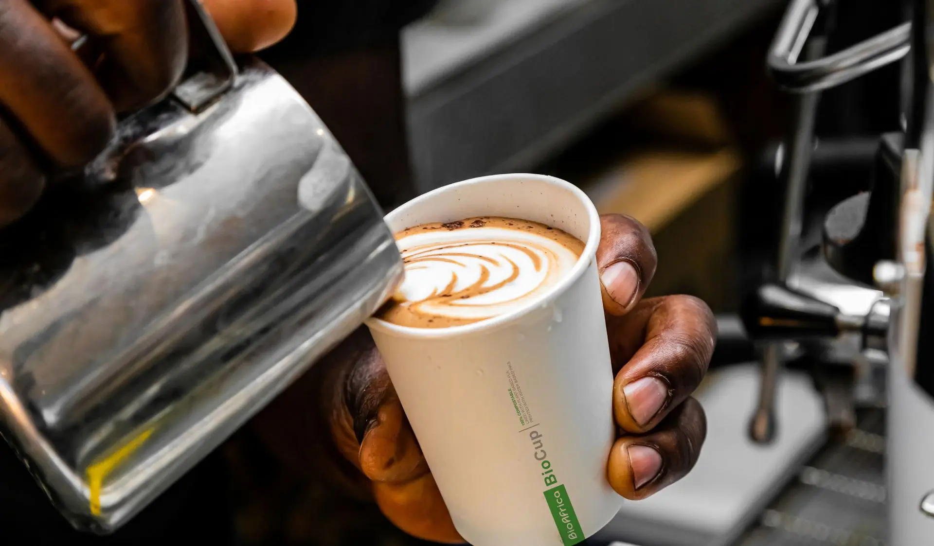 Biocup Barista Pouring Coffee