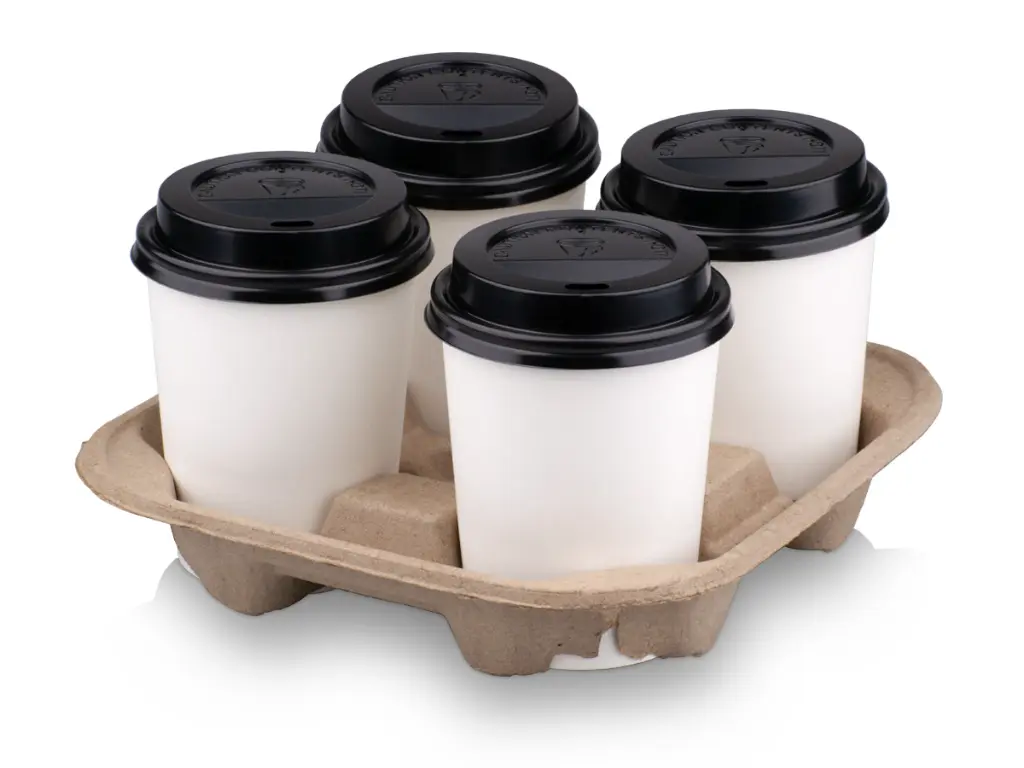 4 Cup Paper Pulp Tray with Cups.webp
