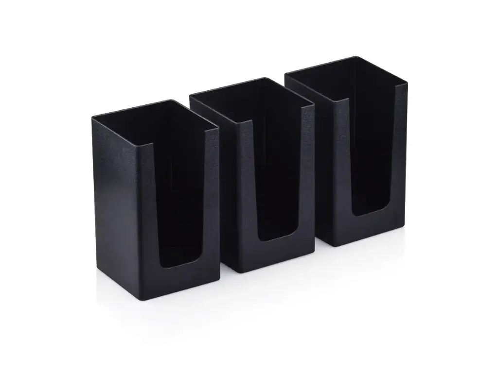Black Plastic Cup,Lid & Condi Organiser Inserts - 3 Compart BAR-CUPLDINS3.webp