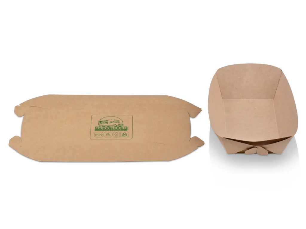 Bio Flat Pack Food Tray #T6 - Flat and Folded view.webp