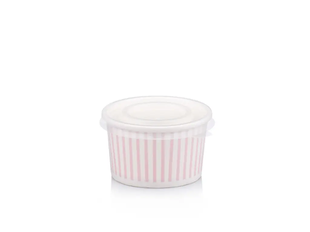 90 ml Pink Stripe Vintage Ice Cream Tub with Flat Lid.webp
