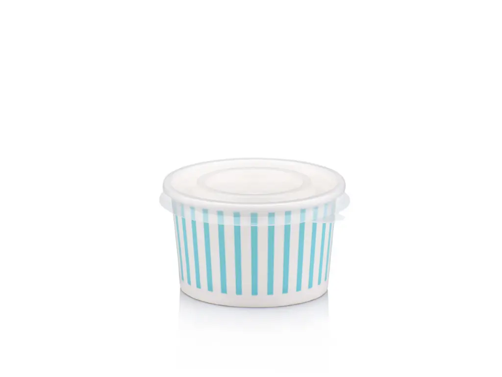 90 ml Blue Stripe Vintage Ice Cream Tub with Flat Lid.webp