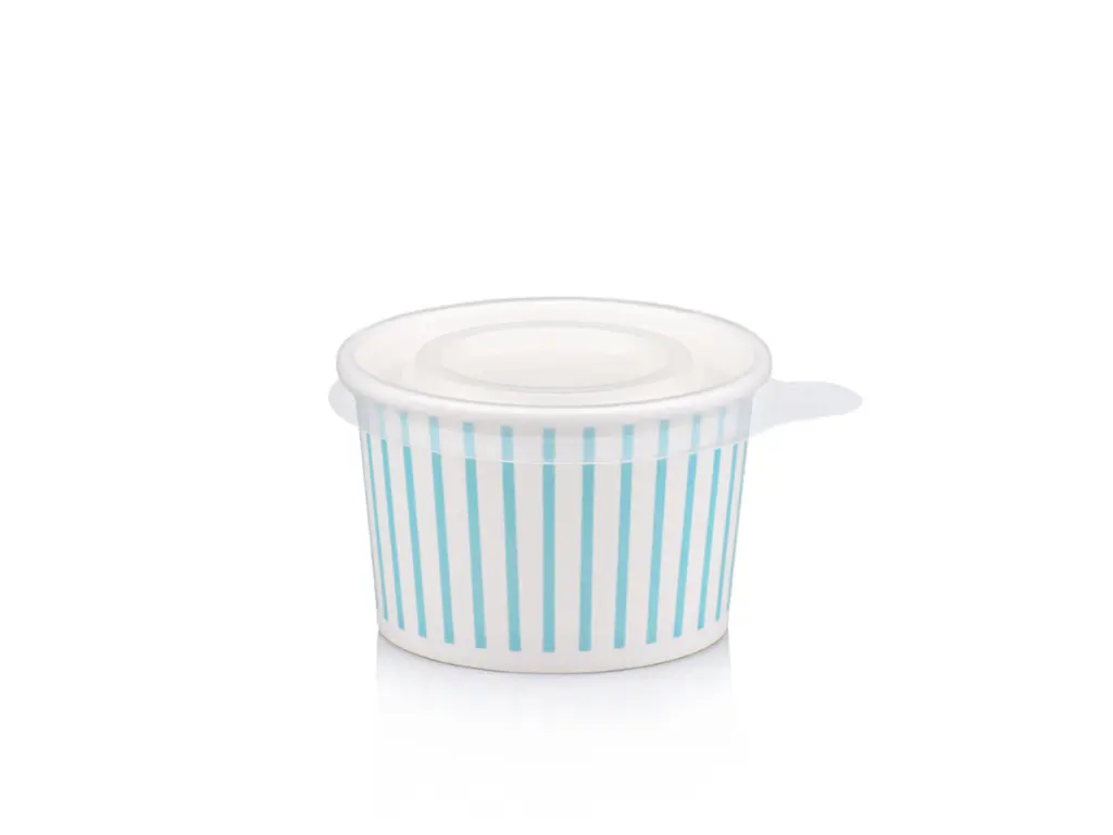 120 ml Blue Stripe Vintage Ice Cream Tub with Flat Lid.webp