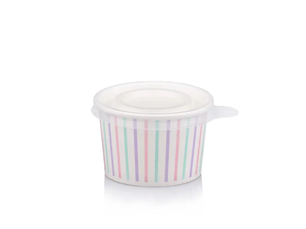120 ml Multicolour Stripe Vintage Ice Cream Tub with Flat Lid.webp
