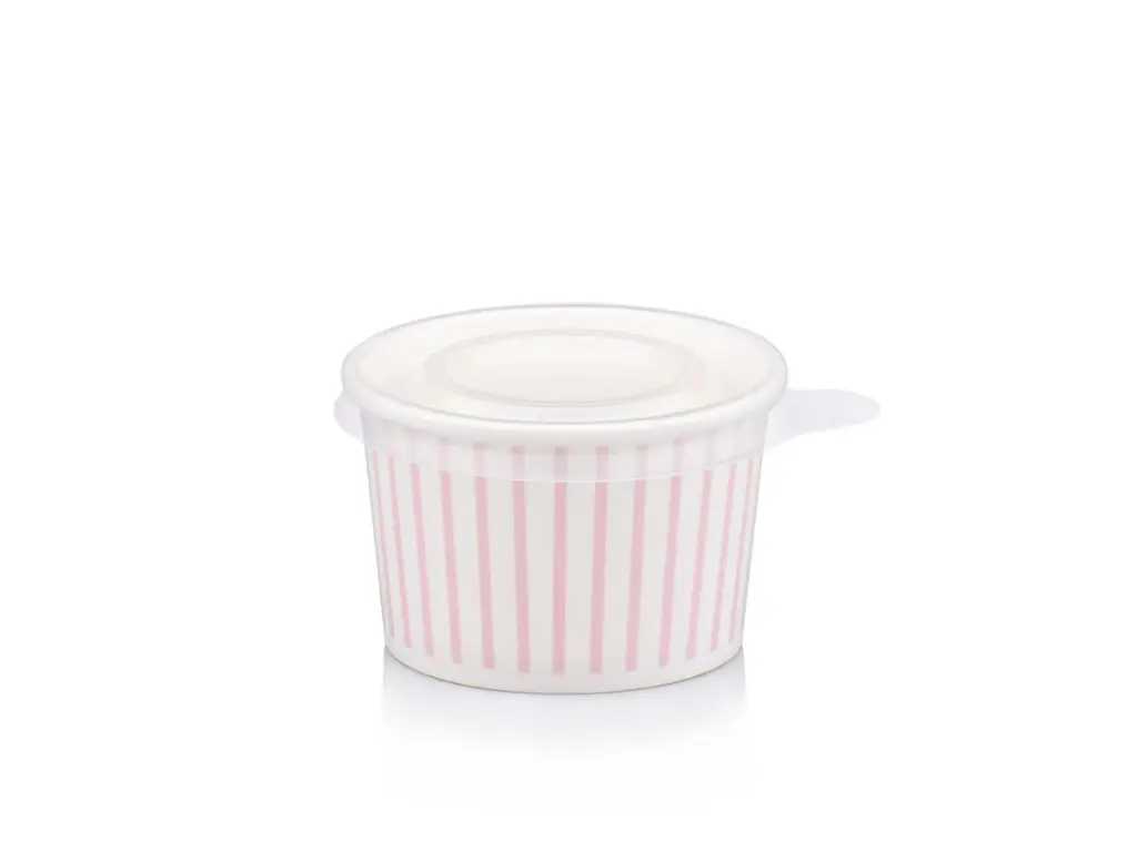 120 ml Pink Stripe Vintage Ice Cream Tub with Flat Lid.webp