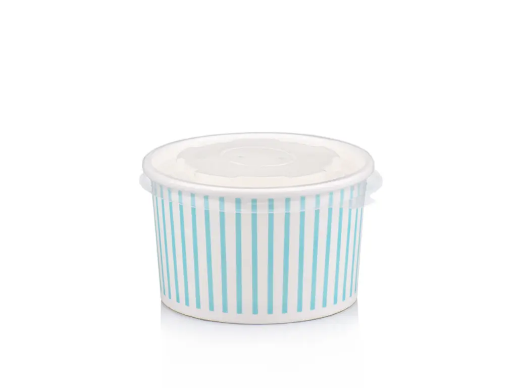 150 ml Blue Stripe Vintage Ice Cream Tub with Flat Lid.webp