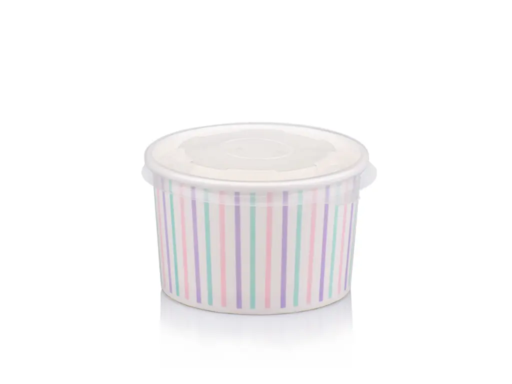 150 ml Multicolour Stripe Vintage Ice Cream with Flat Lid.webp
