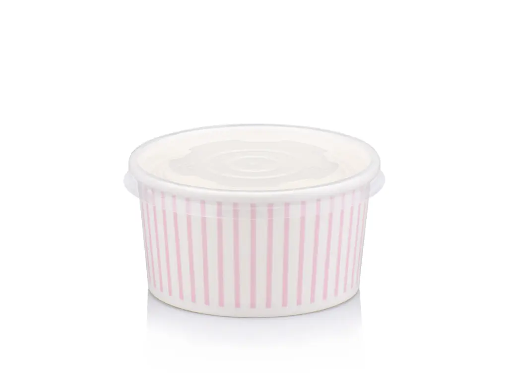 180 ml Pink Stripe Vintage Ice Cream Tub with Flat Lid.webp