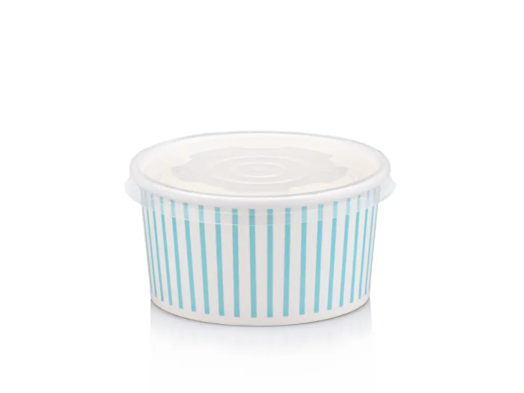 180 ml Blue Stripe Vintage Ice Cream Tub with Flat Lid.webp