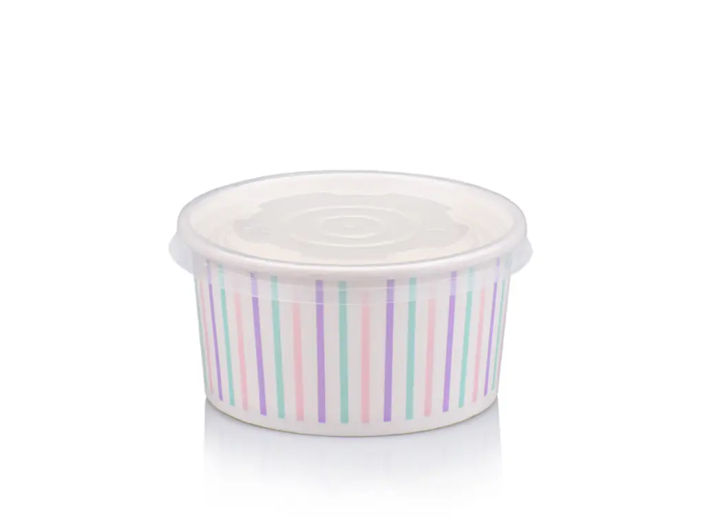 180 ml Multicolour Stripe Vintage Ice Cream with Flat Lid.webp
