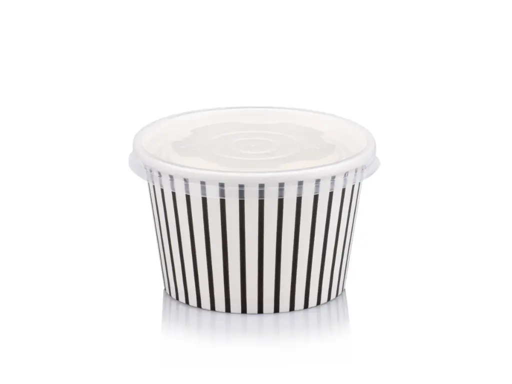 250 ml Black Stripe Vintage Ice Cream Tub with Flat Lid.webp