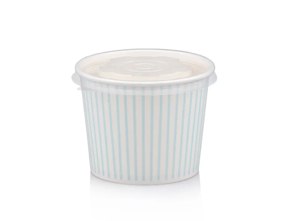350 ml Vintage Blue Stripe Ice Cream Tub with Flat Lid.webp
