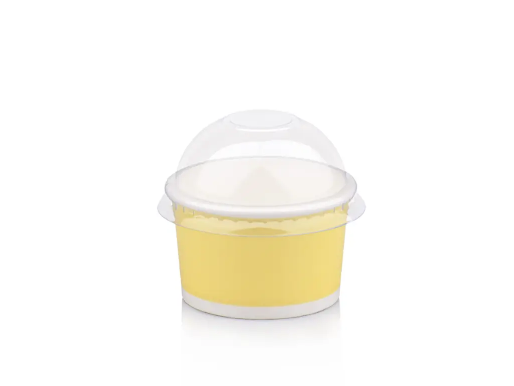 90ml Pastel Yellow Vintage Ice Cream Tub with Dome Lid.webp
