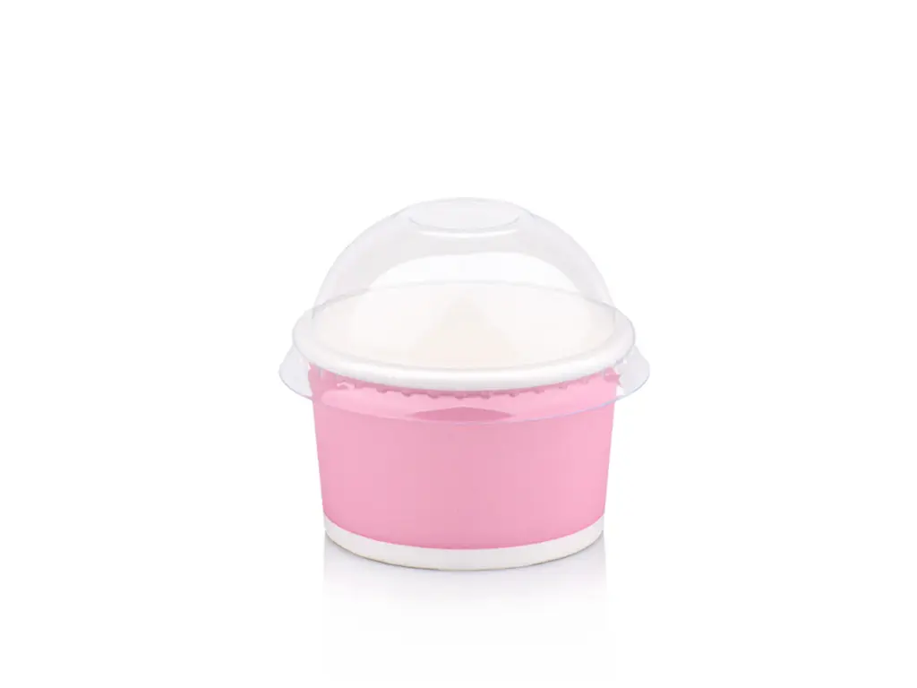 90ml Pastel Pink Vintage Ice Cream Tub with Dome Lid.webp