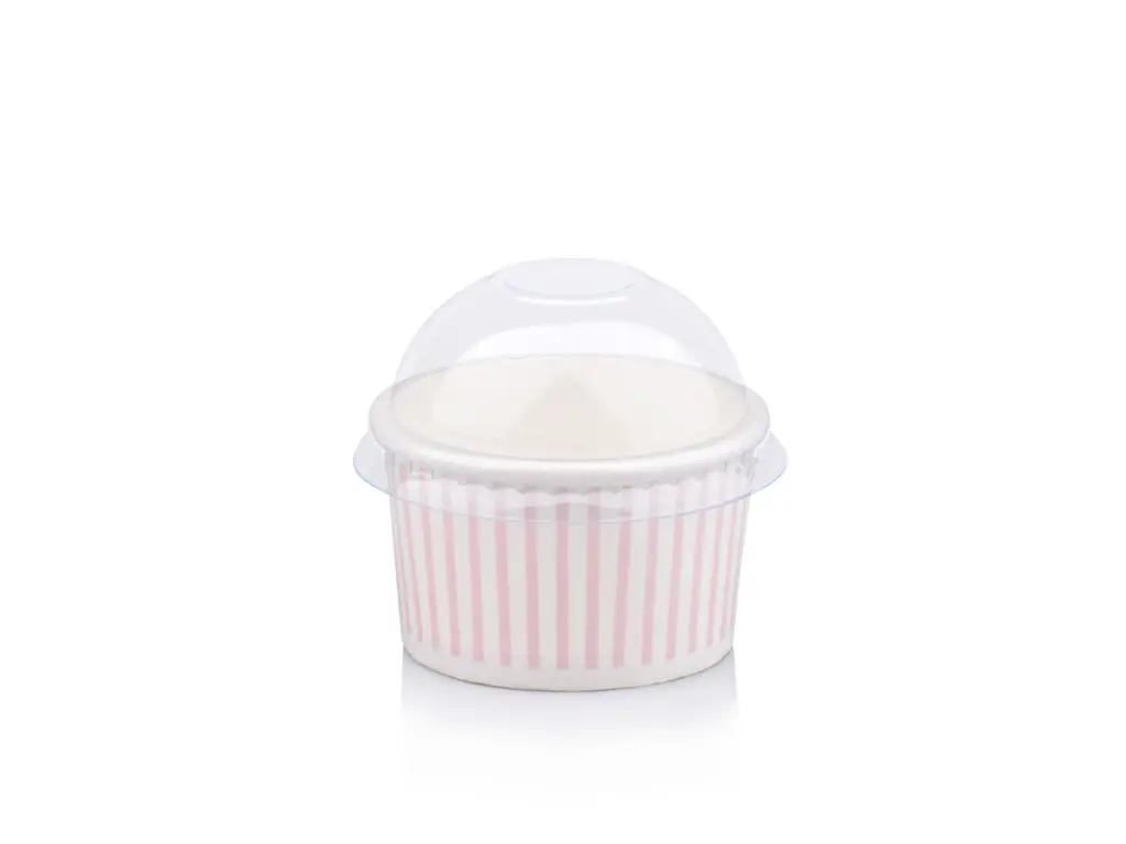 90 ml Pink Stripe Vintage Ice Cream Tub with Dome Lid.webp