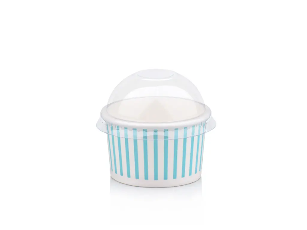 90 ml Blue Stripe Vintage Ice Cream Tub with Dome Lid - Lighter.webp