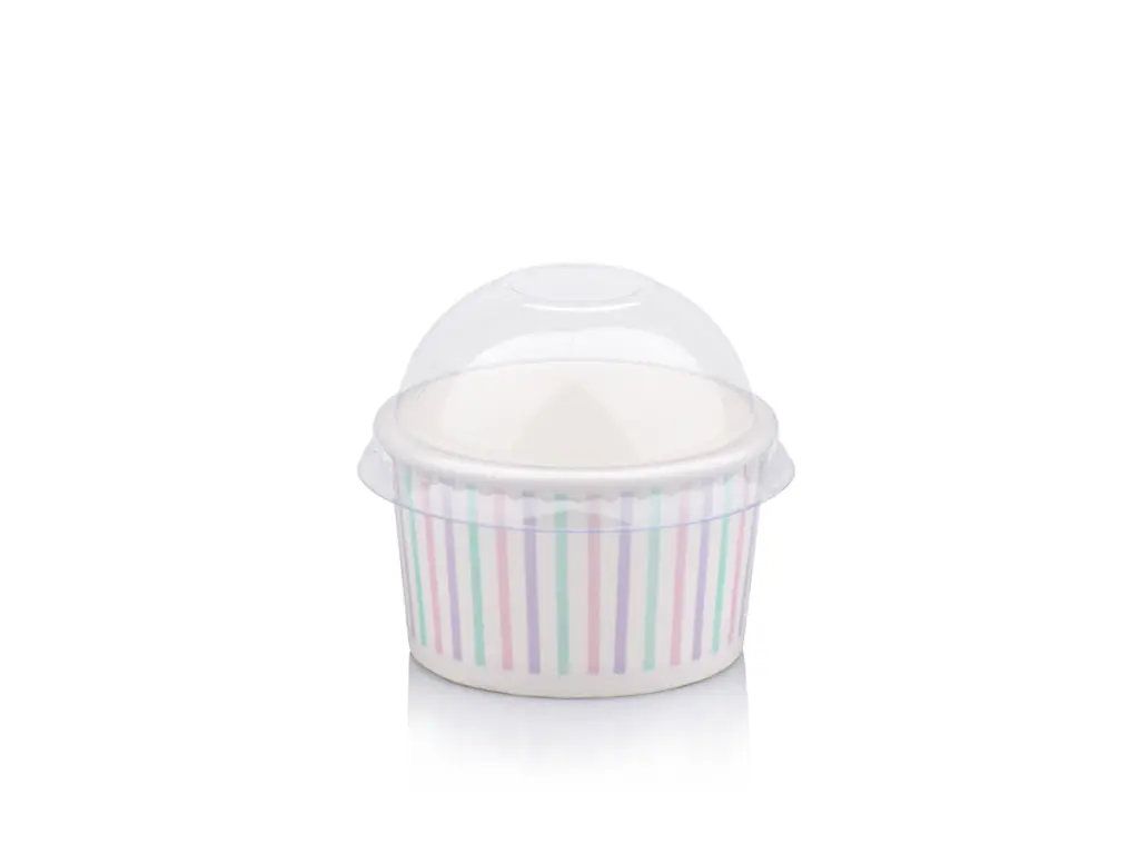 90 ml Multicolour Stripe Vintage Ice Cream Tub with Dome Lid.webp
