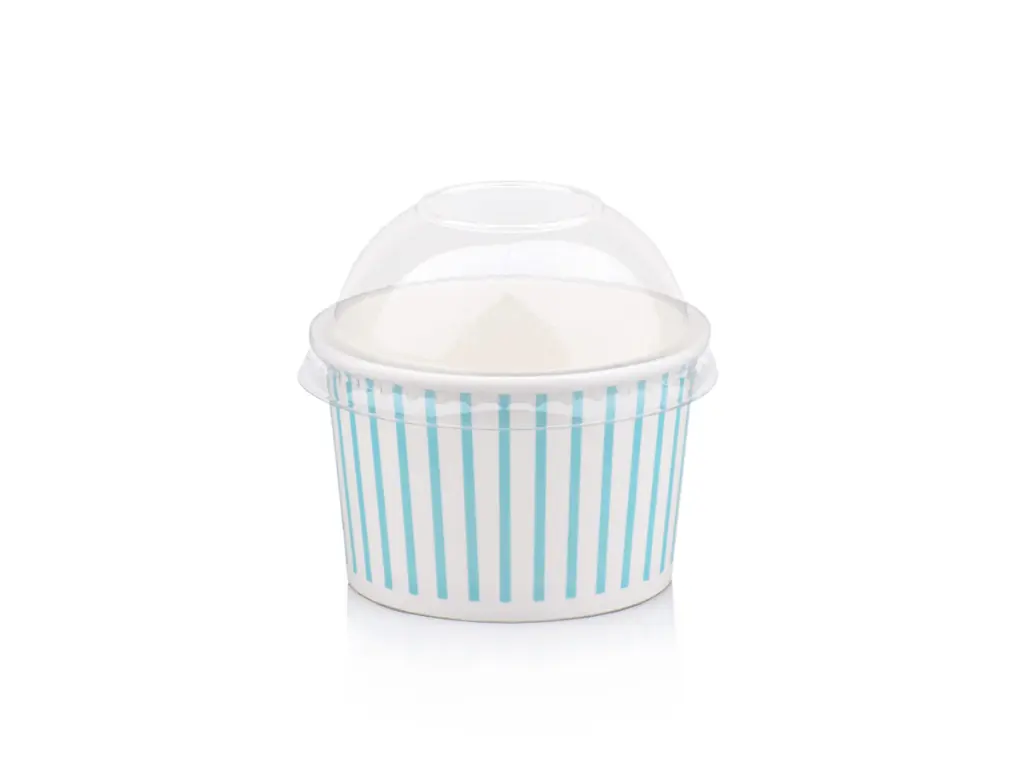 120 ml Blue Stripe Vintage Ice Cream Tub with Dome Lid.webp
