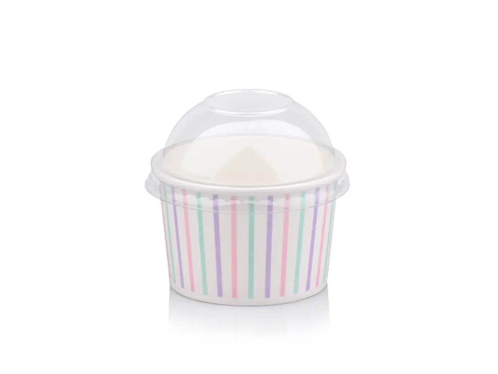 120 ml Multicolour Stripe Vintage Ice Cream Tub with Dome Lid.webp