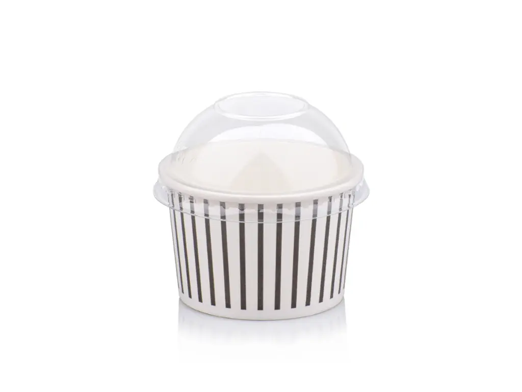 120 ml Black Stripe Vintage Ice Cream Tub with Dome Lid.webp