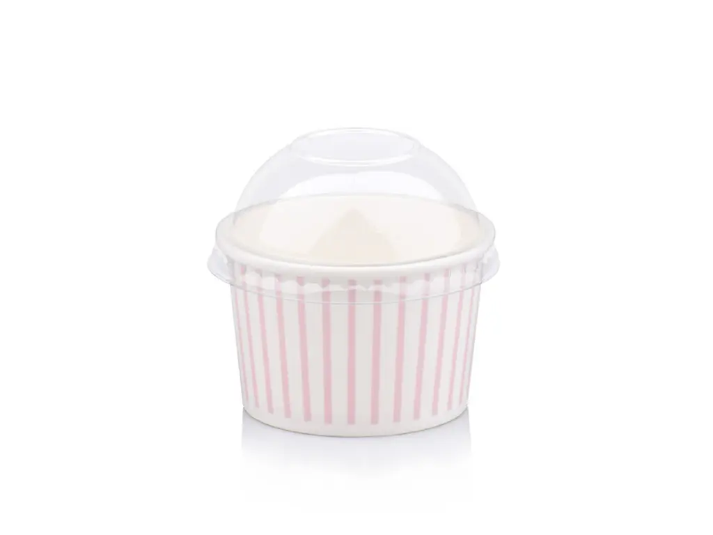 120 ml Pink Stripe Vintage Ice Cream Tub with Dome Lid.webp