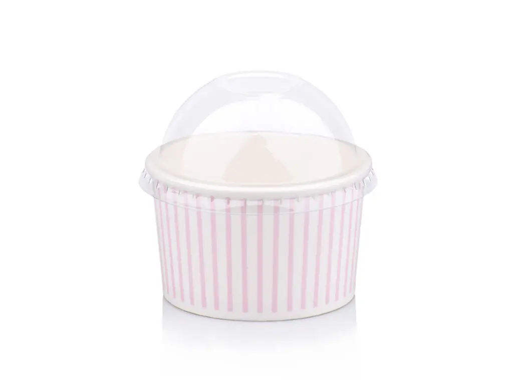 150 ml Pink Stripe Vintage Ice Cream Tub with Dome Lid.webp