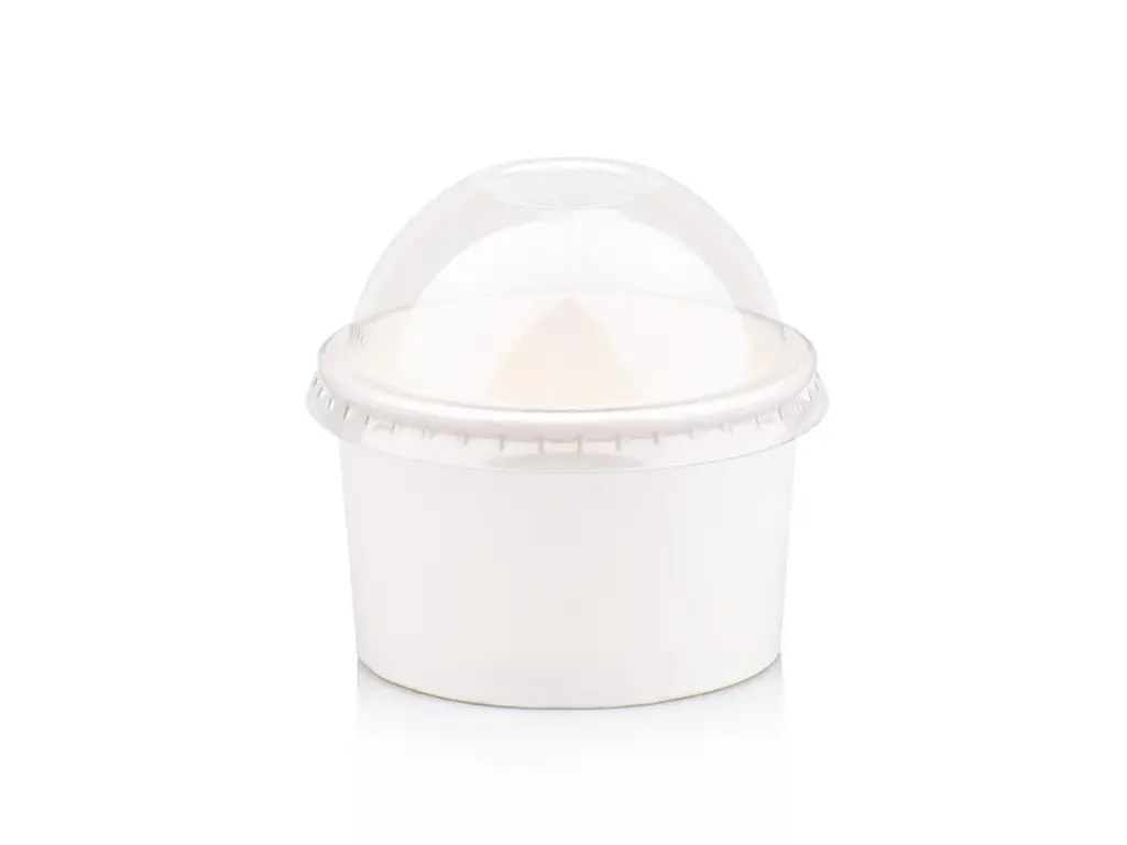 150 ml White Stripe Vintage Ice Cream Tub with Dome Lid.webp