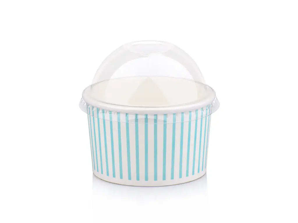 150 ml Blue Stripe Vintage Ice Cream Tub with Dome Lid.webp