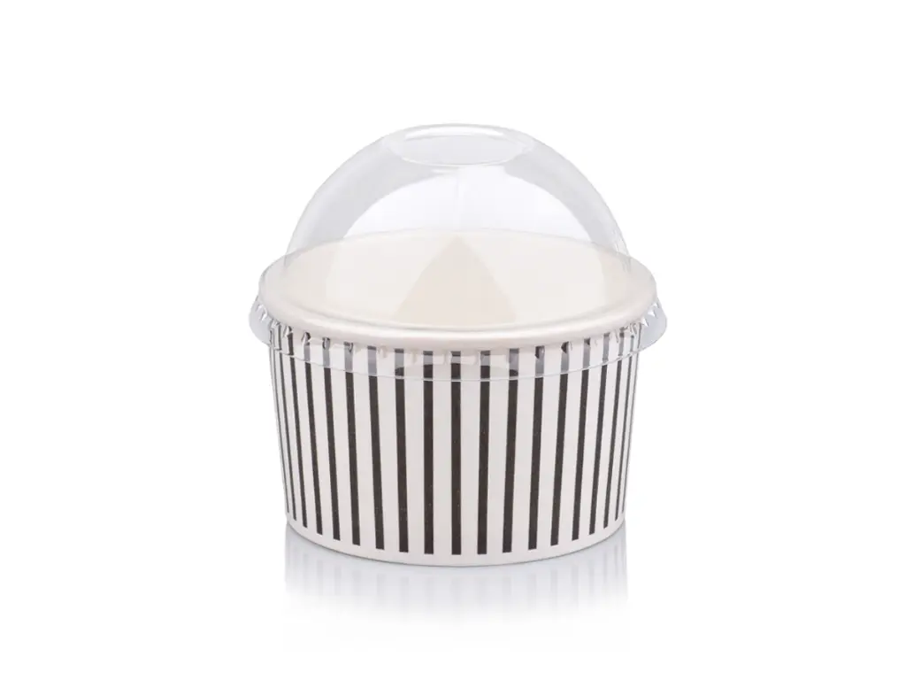 150 ml Black Stripe Vintage Ice Cream Tub with Dome Lid.webp