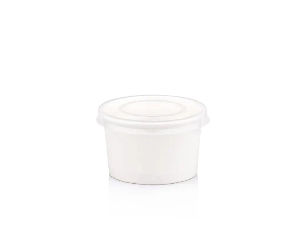 90 ml White Stripe Vintage Ice Cream Tub with Flat Lid.webp