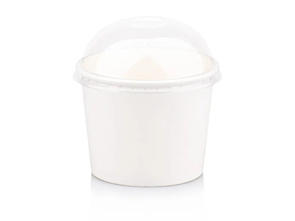350ml White Stripe Vintage Ice Cream Tub with Dome Lid.webp