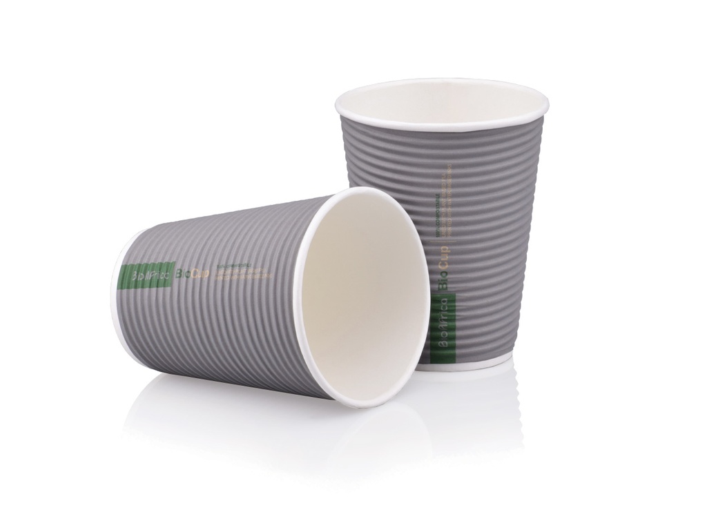 350 ml PLA Horizontal Ripple Charcoal BioCup - 2 Cup view.webp