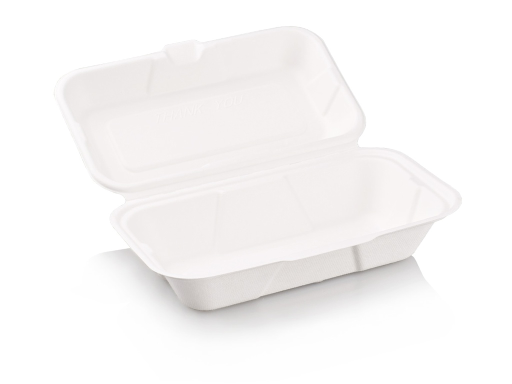 Sugar Cane White Large Hot Dog Clamshell - Open view.webp