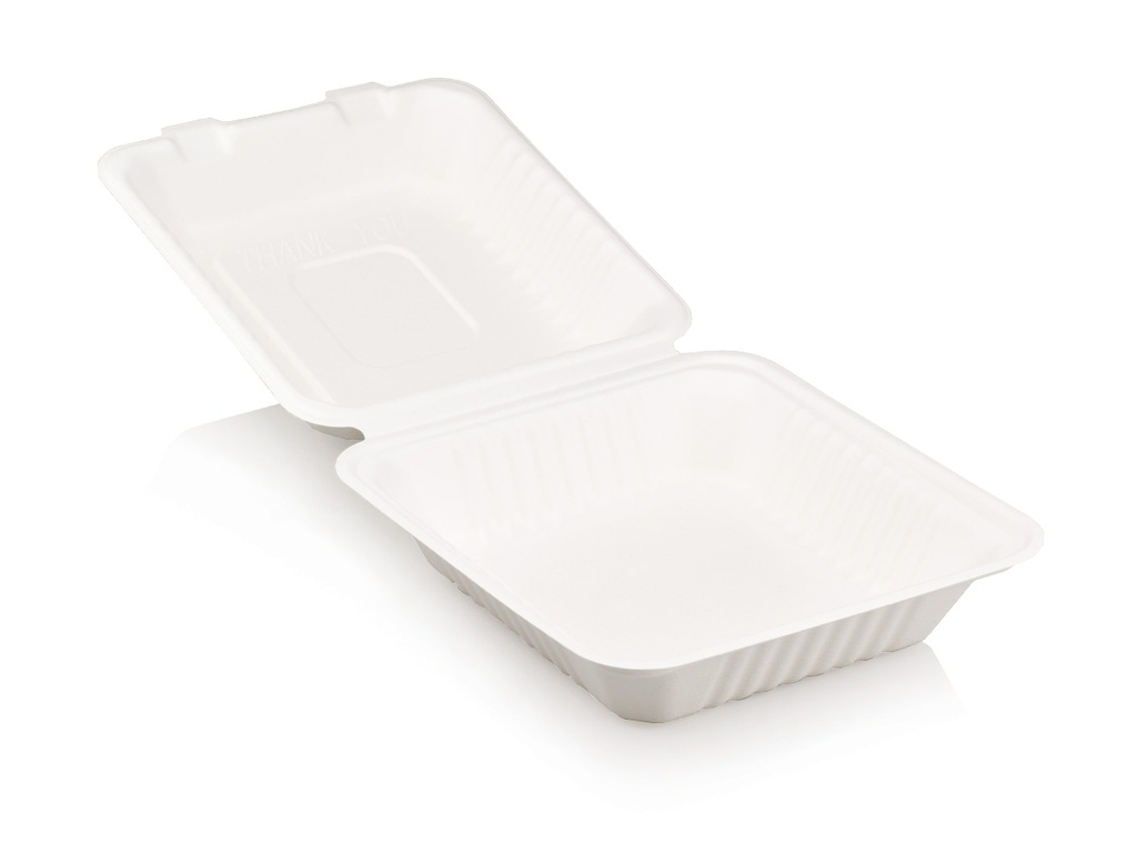 1 L One Compartment Square Gourmet Sugar Cane Lunch Box - Open view.webp