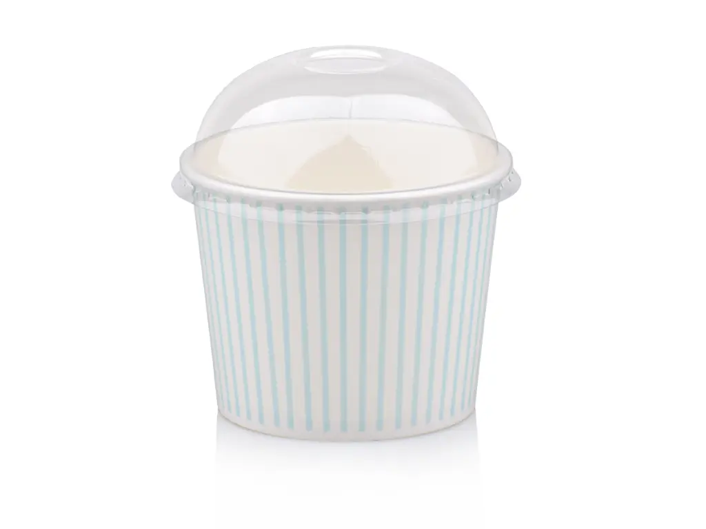 350ml Vintage Blue Stripe Ice Cream Tub & Dome Lid.webp