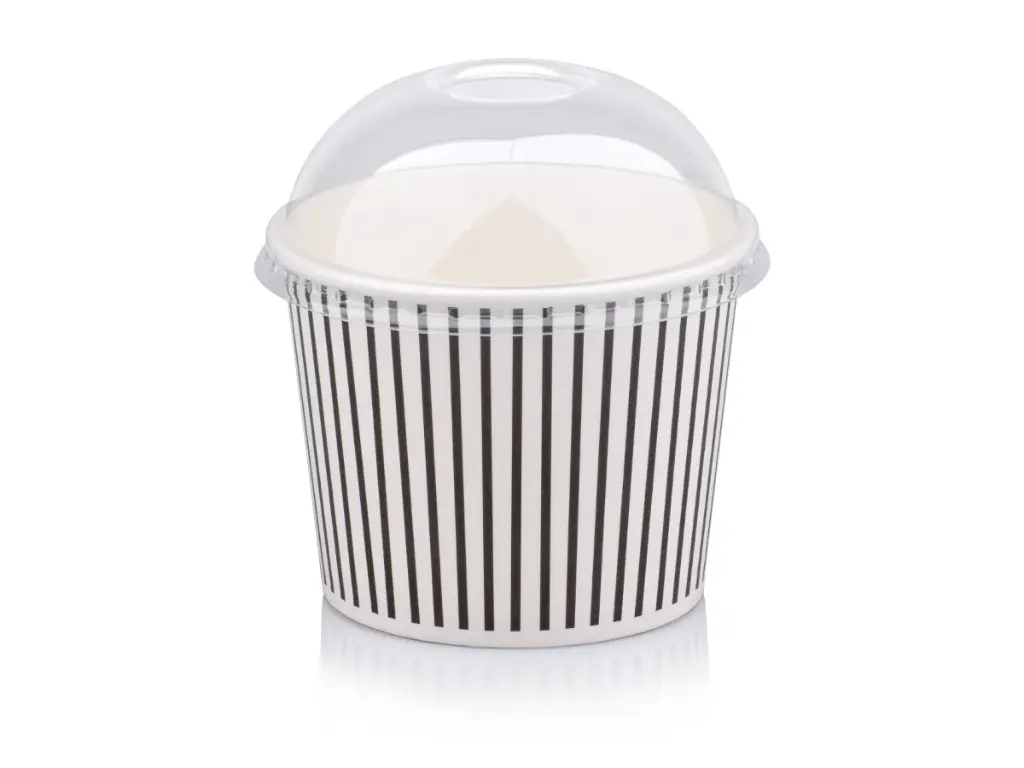 350ml Black Stripe Vintage Ice Cream Tub & Dome Lid ICEV-STbl12.webp