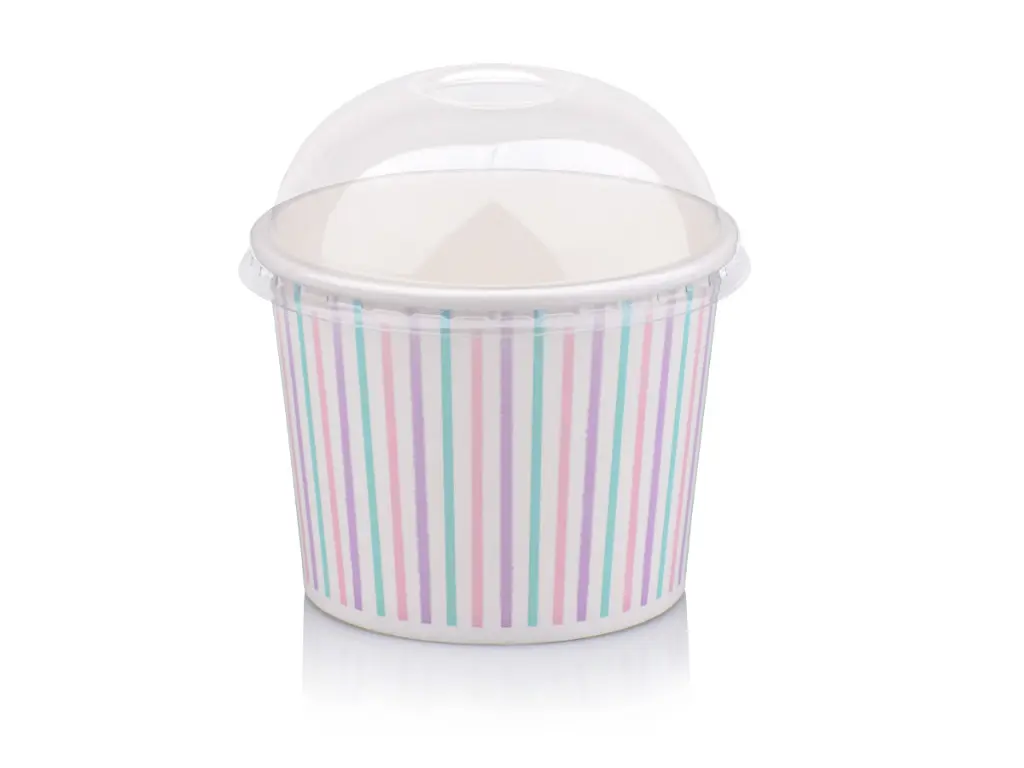 350ml Multicolour Stripe Vintage Ice Cream & PET Dome Lid ICEV-STmc12.webp