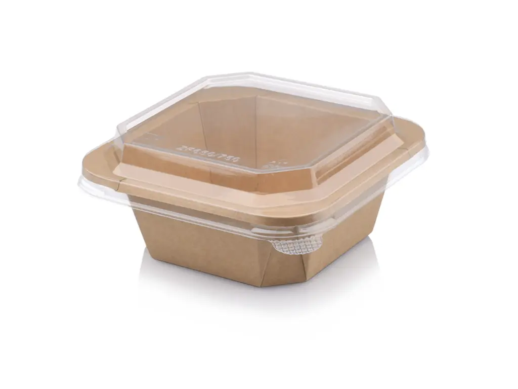 750 ml Square Kraft Punched Bowl with Lid.webp