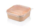 1L Kraft Square Bowl with lid (1PE) FOOD-SQKBWL1L.webp