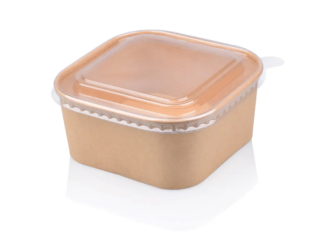 1.4L Kraft Square Bowl with Lid (1PE) FOOD-SQKBWL1L4.webp