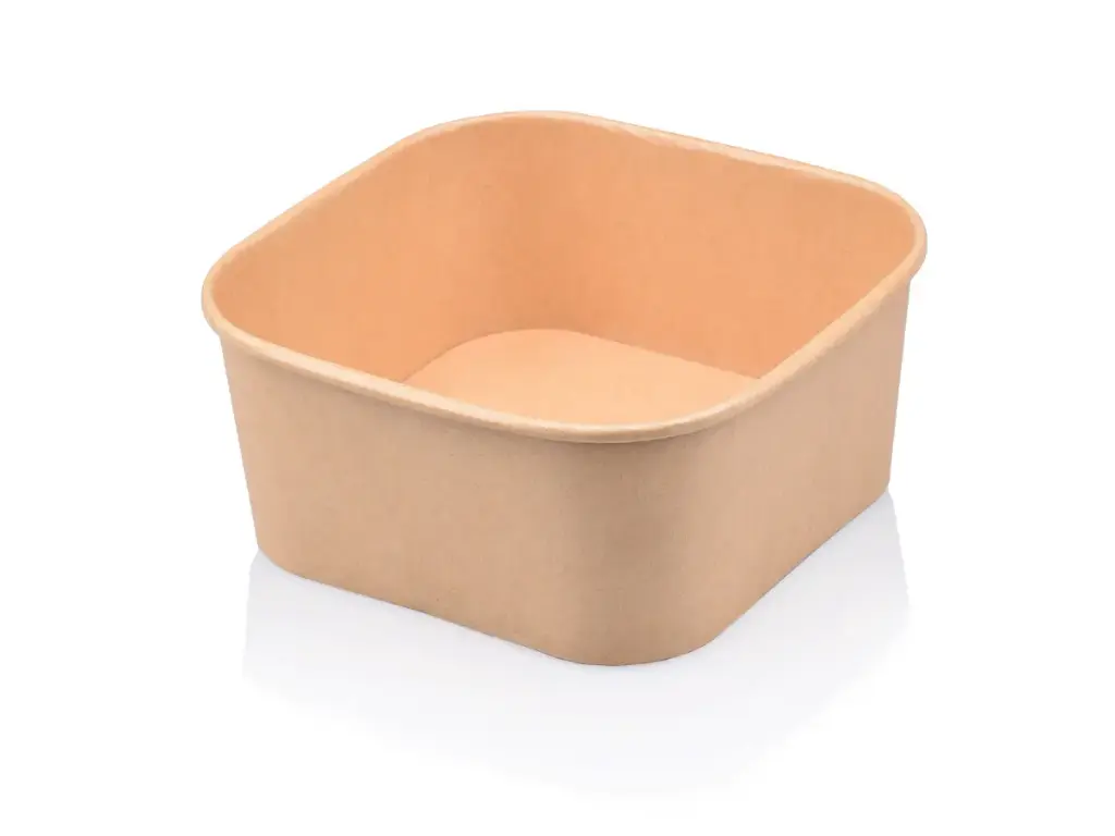Square Paper Salad Bowl - 1400ml | Single Lining | FSC | 50’s - XJ