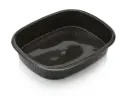 Oval Meal Container - with Compartments | Black Plastic | Microwavable | 250's - Z