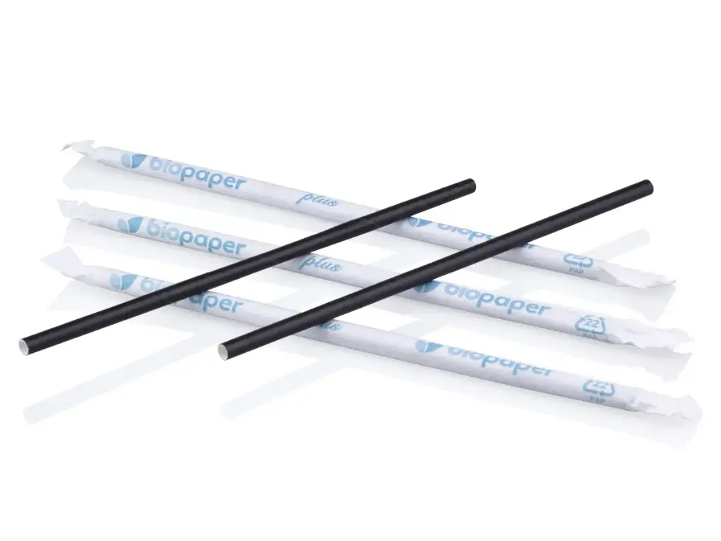 7mm Paper Straw - Wrapped | Black | 150's
