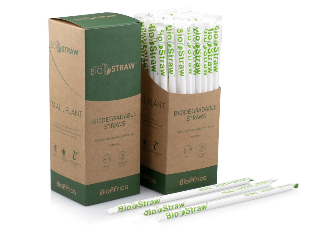 8mm BioStraw™ - Wrapped | Dispenser Box | PLA | 100's - AJ