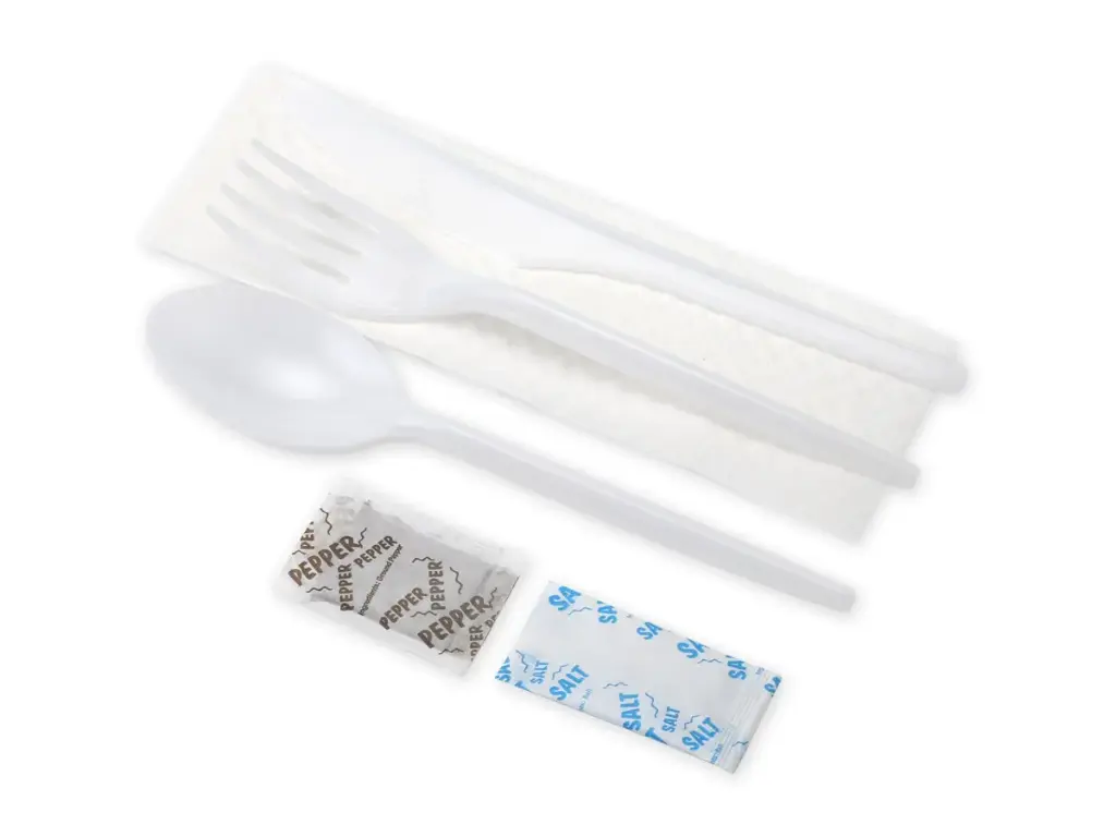 Picnic Set - 16cm Plastic | 6-1 | Knife, Fork & Spoon with Salt, Pepper & Serviette | 250's