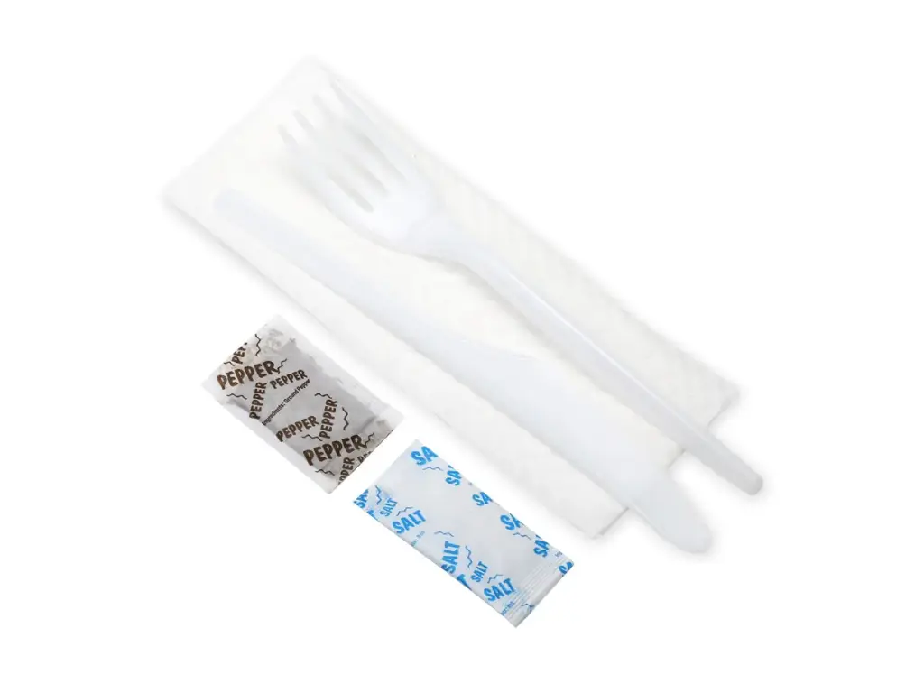 Picnic Set - 16cm Plastic | 5-1 | Knife & Fork with Salt, Pepper & Serviette | 250's