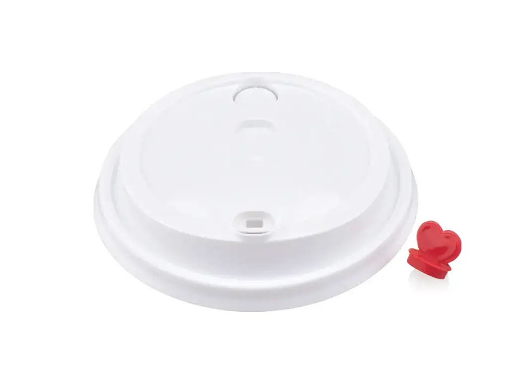 Bubble Tea Sip & Straw Lid with red Heart Plug - fits 350ml Cup 90mm | PP | 1000's